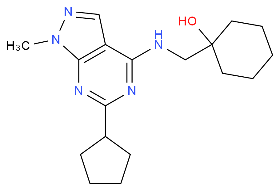 1-{[(6-cyclopentyl-1-methyl-1H-pyrazolo[3,4-d]pyrimidin-4-yl)amino]methyl}cyclohexanol_分子结构_CAS_)