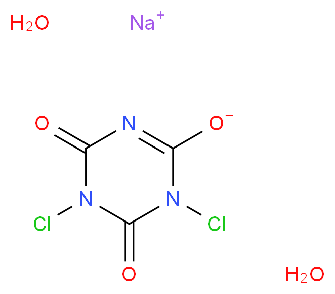 sodium 1,5-dichloro-4,6-dioxo-1,4,5,6-tetrahydro-1,3,5-triazin-2-olate dihydrate_分子结构_CAS_51580-86-0