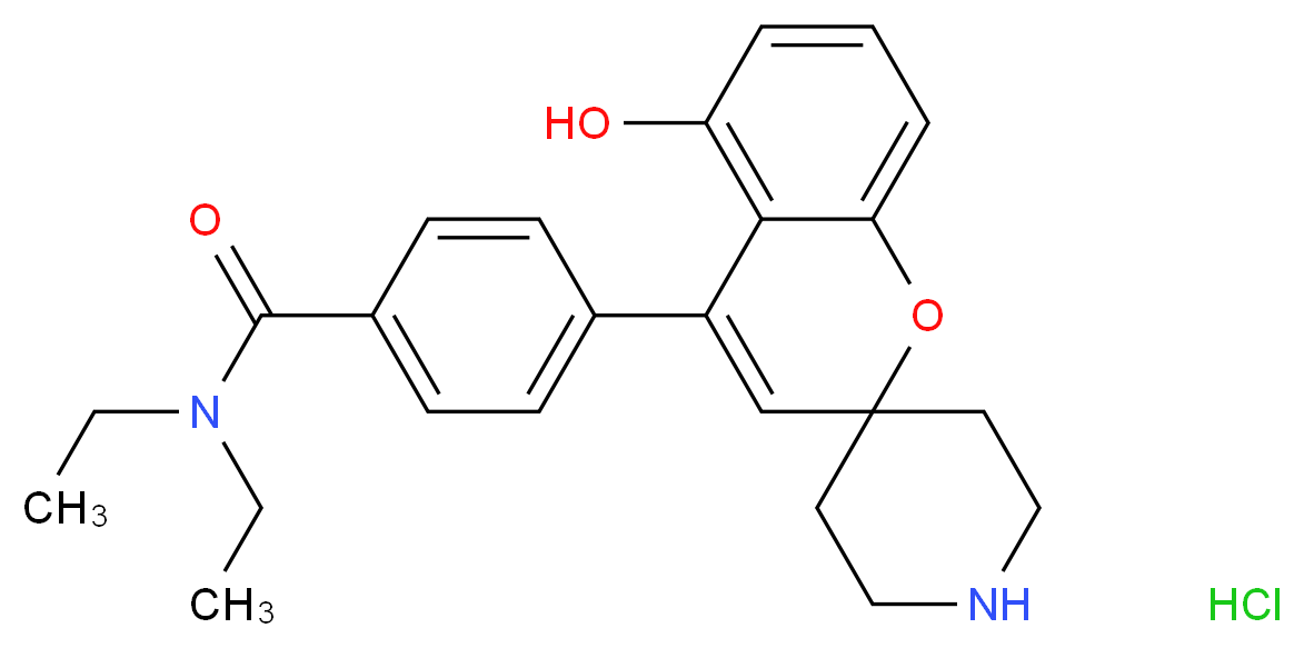 N,N-diethyl-4-{5-hydroxyspiro[chromene-2,4'-piperidine]-4-yl}benzamide hydrochloride_分子结构_CAS_850173-95-4