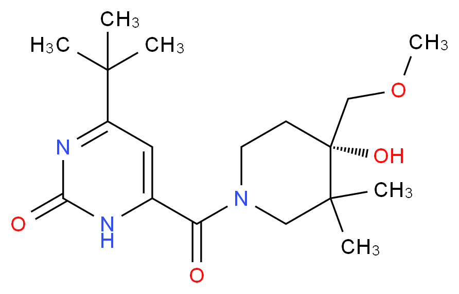 4-tert-butyl-6-{[(4S)-4-hydroxy-4-(methoxymethyl)-3,3-dimethyl-1-piperidinyl]carbonyl}-2(1H)-pyrimidinone_分子结构_CAS_)
