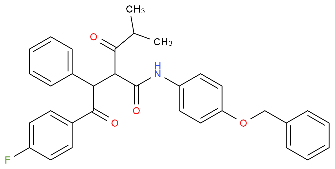 N-[4-(benzyloxy)phenyl]-2-[2-(4-fluorophenyl)-2-oxo-1-phenylethyl]-4-methyl-3-oxopentanamide_分子结构_CAS_163217-67-2