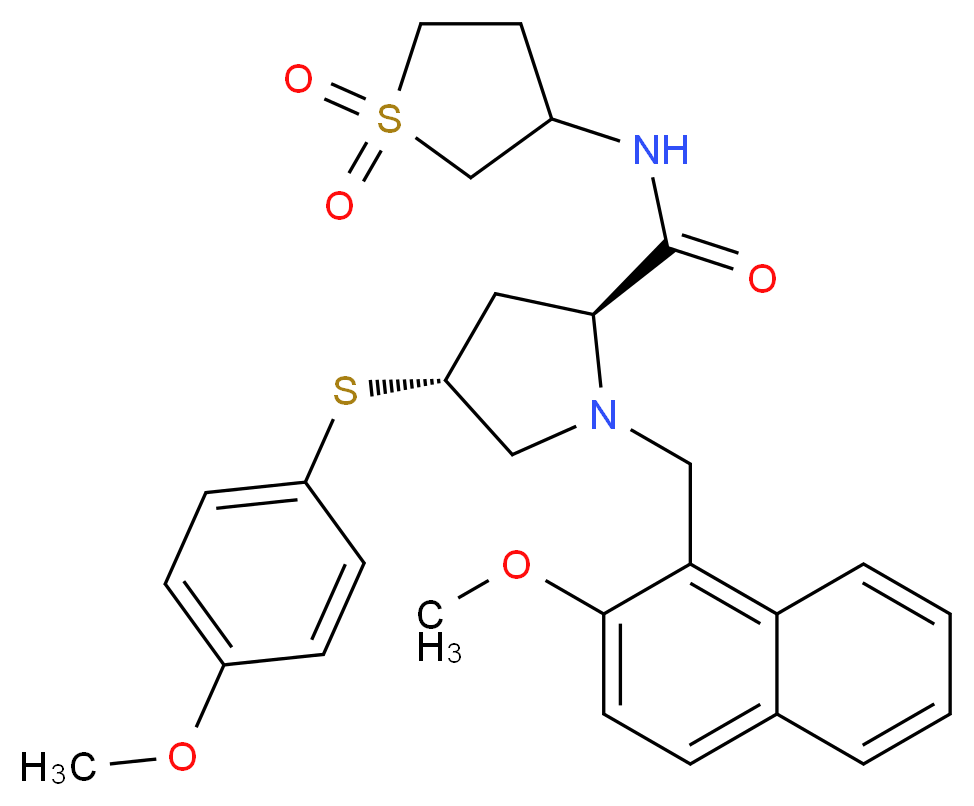 (4R)-N-(1,1-dioxidotetrahydro-3-thienyl)-1-[(2-methoxy-1-naphthyl)methyl]-4-[(4-methoxyphenyl)thio]-L-prolinamide_分子结构_CAS_)