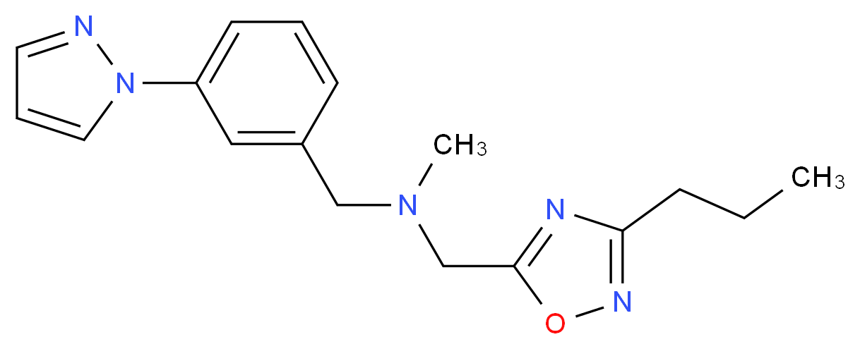 N-methyl-1-(3-propyl-1,2,4-oxadiazol-5-yl)-N-[3-(1H-pyrazol-1-yl)benzyl]methanamine_分子结构_CAS_)