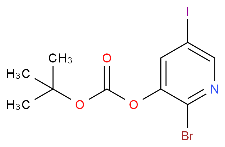 2-Bromo-5-iodopyridin-3-yl tert-butyl carbonate_分子结构_CAS_)