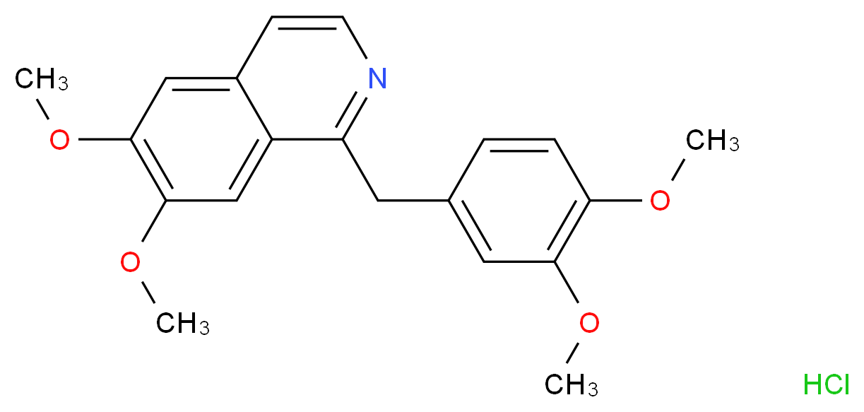 1-[(3,4-dimethoxyphenyl)methyl]-6,7-dimethoxyisoquinoline hydrochloride_分子结构_CAS_61-25-6