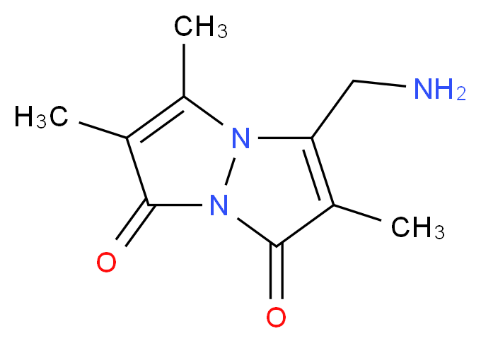 3-(aminomethyl)-2,5,6-trimethyl-1H,7H-[1,2]diazolo[1,2-a]pyrazole-1,7-dione_分子结构_CAS_76421-90-4