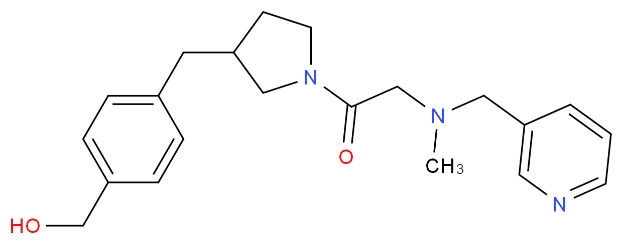 [4-({1-[N-methyl-N-(pyridin-3-ylmethyl)glycyl]pyrrolidin-3-yl}methyl)phenyl]methanol_分子结构_CAS_)