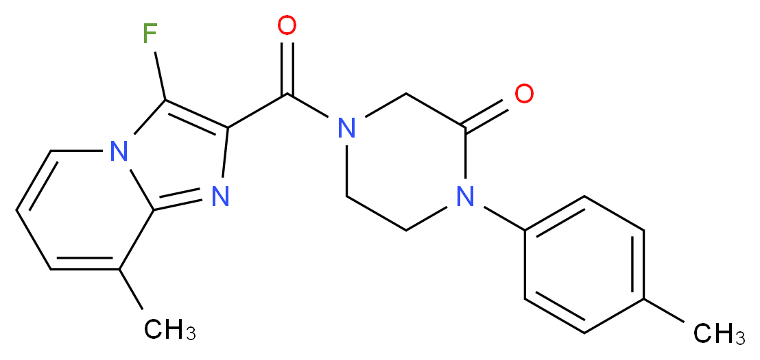 4-[(3-fluoro-8-methylimidazo[1,2-a]pyridin-2-yl)carbonyl]-1-(4-methylphenyl)-2-piperazinone_分子结构_CAS_)