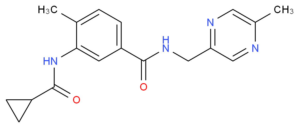 3-[(cyclopropylcarbonyl)amino]-4-methyl-N-[(5-methylpyrazin-2-yl)methyl]benzamide_分子结构_CAS_)