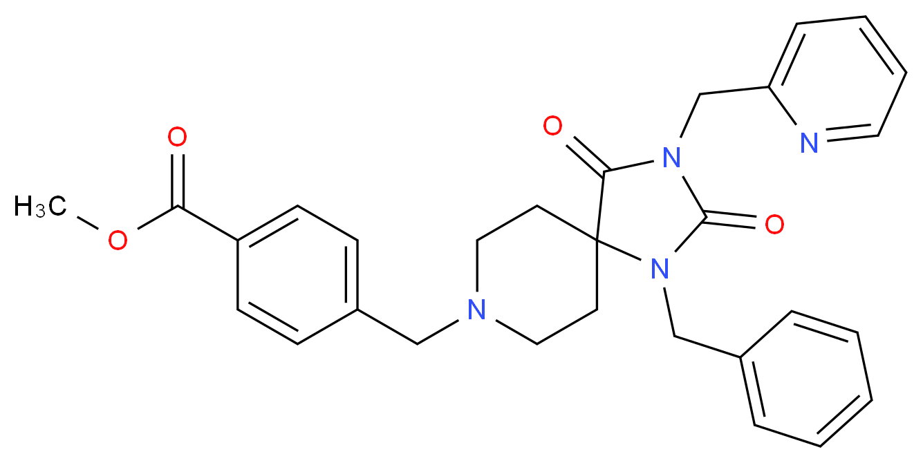 methyl 4-{[1-benzyl-2,4-dioxo-3-(2-pyridinylmethyl)-1,3,8-triazaspiro[4.5]dec-8-yl]methyl}benzoate_分子结构_CAS_)