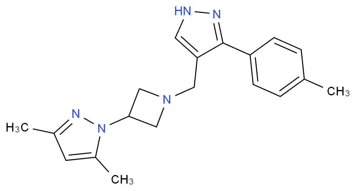 3,5-dimethyl-1-(1-{[3-(4-methylphenyl)-1H-pyrazol-4-yl]methyl}azetidin-3-yl)-1H-pyrazole_分子结构_CAS_)