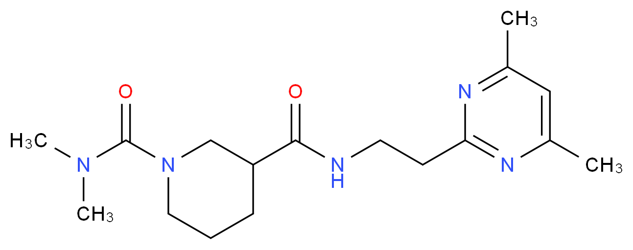 N~3~-[2-(4,6-dimethyl-2-pyrimidinyl)ethyl]-N~1~,N~1~-dimethyl-1,3-piperidinedicarboxamide_分子结构_CAS_)