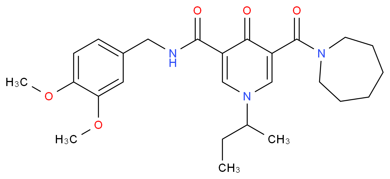 5-(1-azepanylcarbonyl)-1-sec-butyl-N-(3,4-dimethoxybenzyl)-4-oxo-1,4-dihydro-3-pyridinecarboxamide_分子结构_CAS_)