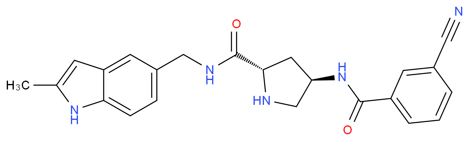 (2S,4R)-4-[(3-cyanobenzoyl)amino]-N-[(2-methyl-1H-indol-5-yl)methyl]pyrrolidine-2-carboxamide_分子结构_CAS_)