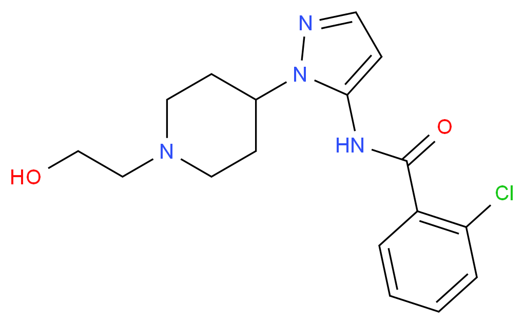 2-chloro-N-{1-[1-(2-hydroxyethyl)piperidin-4-yl]-1H-pyrazol-5-yl}benzamide_分子结构_CAS_)