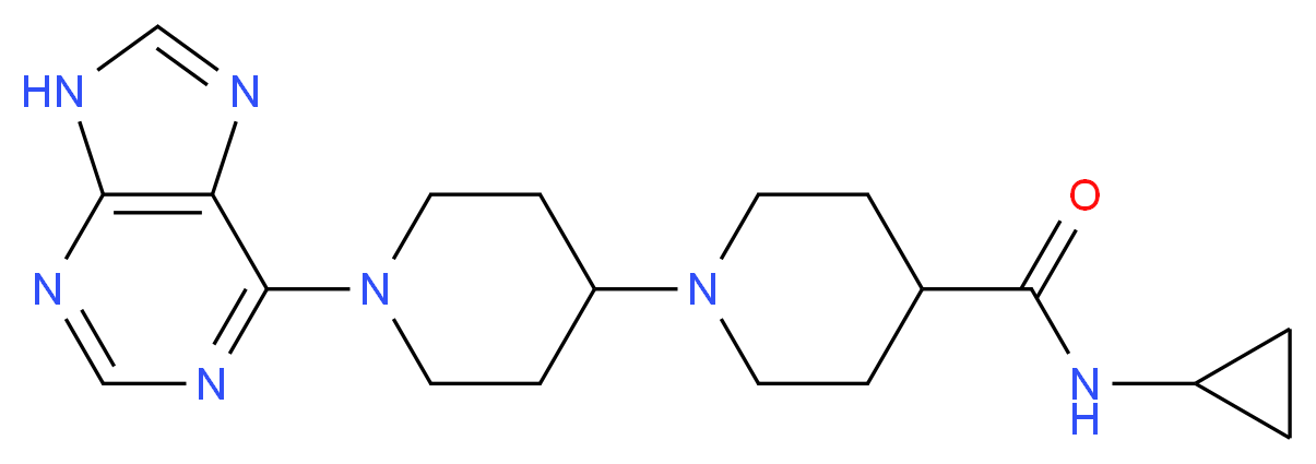 N-cyclopropyl-1'-(9H-purin-6-yl)-1,4'-bipiperidine-4-carboxamide_分子结构_CAS_)