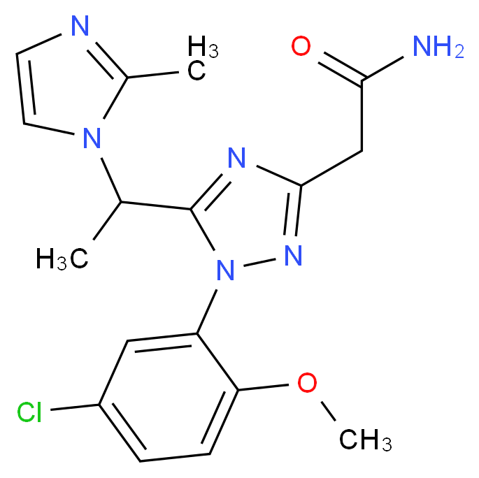 2-{1-(5-chloro-2-methoxyphenyl)-5-[1-(2-methyl-1H-imidazol-1-yl)ethyl]-1H-1,2,4-triazol-3-yl}acetamide_分子结构_CAS_)