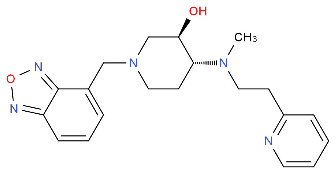 (3R*,4R*)-1-(2,1,3-benzoxadiazol-4-ylmethyl)-4-{methyl[2-(2-pyridinyl)ethyl]amino}-3-piperidinol_分子结构_CAS_)