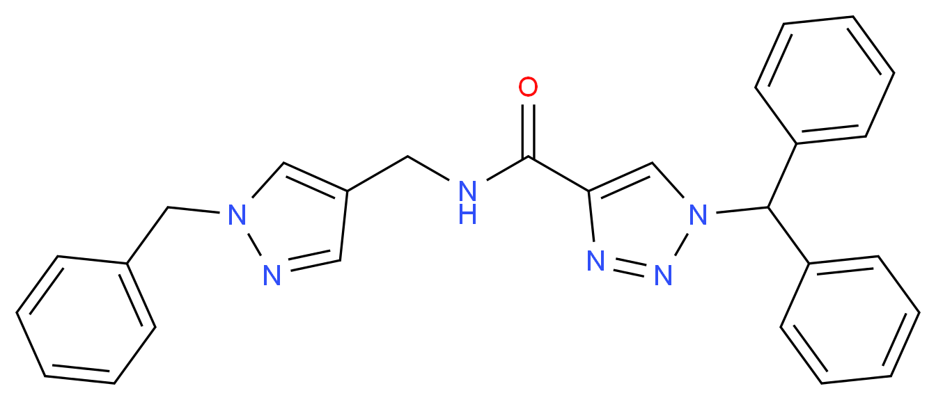 N-[(1-benzyl-1H-pyrazol-4-yl)methyl]-1-(diphenylmethyl)-1H-1,2,3-triazole-4-carboxamide_分子结构_CAS_)
