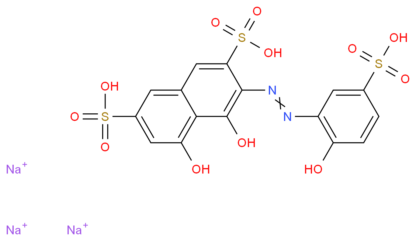 trisodium 4,5-dihydroxy-3-[2-(2-hydroxy-5-sulfophenyl)diazen-1-yl]naphthalene-2,7-disulfonic acid_分子结构_CAS_3270-25-5