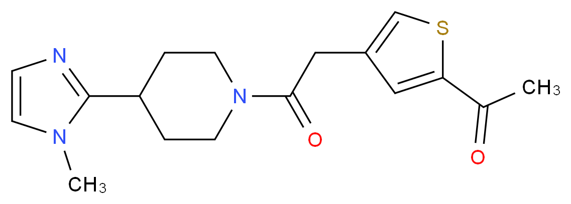 1-(4-{2-[4-(1-methyl-1H-imidazol-2-yl)piperidin-1-yl]-2-oxoethyl}-2-thienyl)ethanone_分子结构_CAS_)