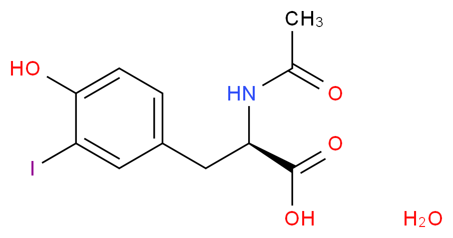 (2R)-2-acetamido-3-(4-hydroxy-3-iodophenyl)propanoic acid hydrate_分子结构_CAS_23277-49-8