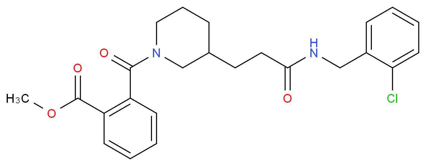 methyl 2-[(3-{3-[(2-chlorobenzyl)amino]-3-oxopropyl}-1-piperidinyl)carbonyl]benzoate_分子结构_CAS_)