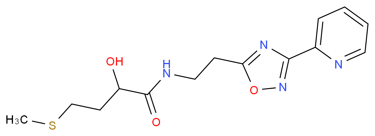 2-hydroxy-4-(methylthio)-N-[2-(3-pyridin-2-yl-1,2,4-oxadiazol-5-yl)ethyl]butanamide_分子结构_CAS_)