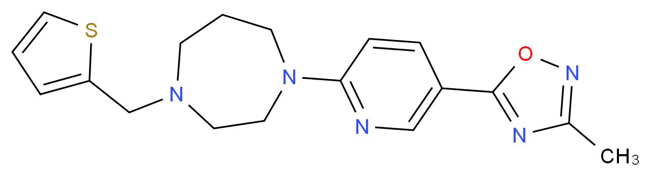 1-[5-(3-methyl-1,2,4-oxadiazol-5-yl)-2-pyridinyl]-4-(2-thienylmethyl)-1,4-diazepane_分子结构_CAS_)