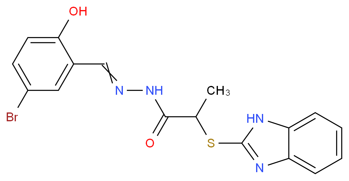 2-(1H-1,3-benzodiazol-2-ylsulfanyl)-N'-[(5-bromo-2-hydroxyphenyl)methylidene]propanehydrazide_分子结构_CAS_330676-02-3