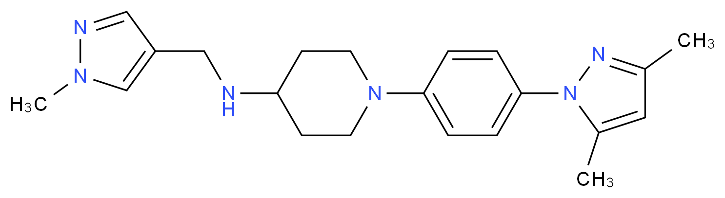 1-[4-(3,5-dimethyl-1H-pyrazol-1-yl)phenyl]-N-[(1-methyl-1H-pyrazol-4-yl)methyl]-4-piperidinamine_分子结构_CAS_)