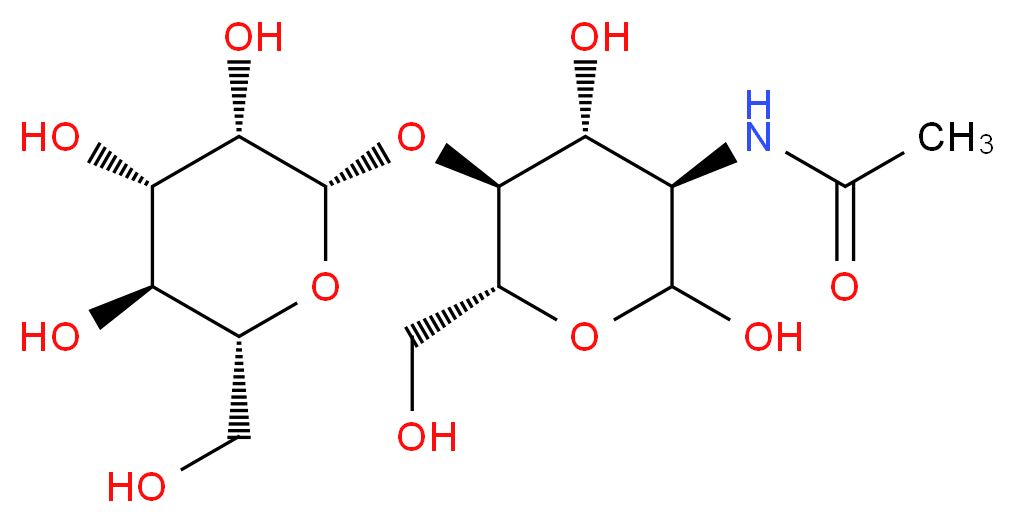 N-[(3R,4R,5S,6R)-2,4-dihydroxy-6-(hydroxymethyl)-5-{[(2S,3S,4S,5S,6R)-3,4,5-trihydroxy-6-(hydroxymethyl)oxan-2-yl]oxy}oxan-3-yl]acetamide_分子结构_CAS_55637-63-3