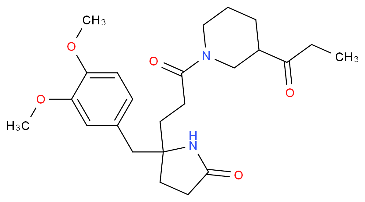 5-(3,4-dimethoxybenzyl)-5-[3-oxo-3-(3-propionyl-1-piperidinyl)propyl]-2-pyrrolidinone_分子结构_CAS_)