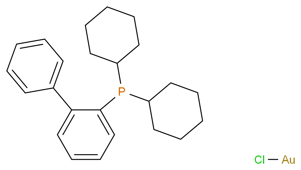 Chloro[2-(dicyclohexylphosphino)biphenyl]gold(I)_分子结构_CAS_854045-92-4)