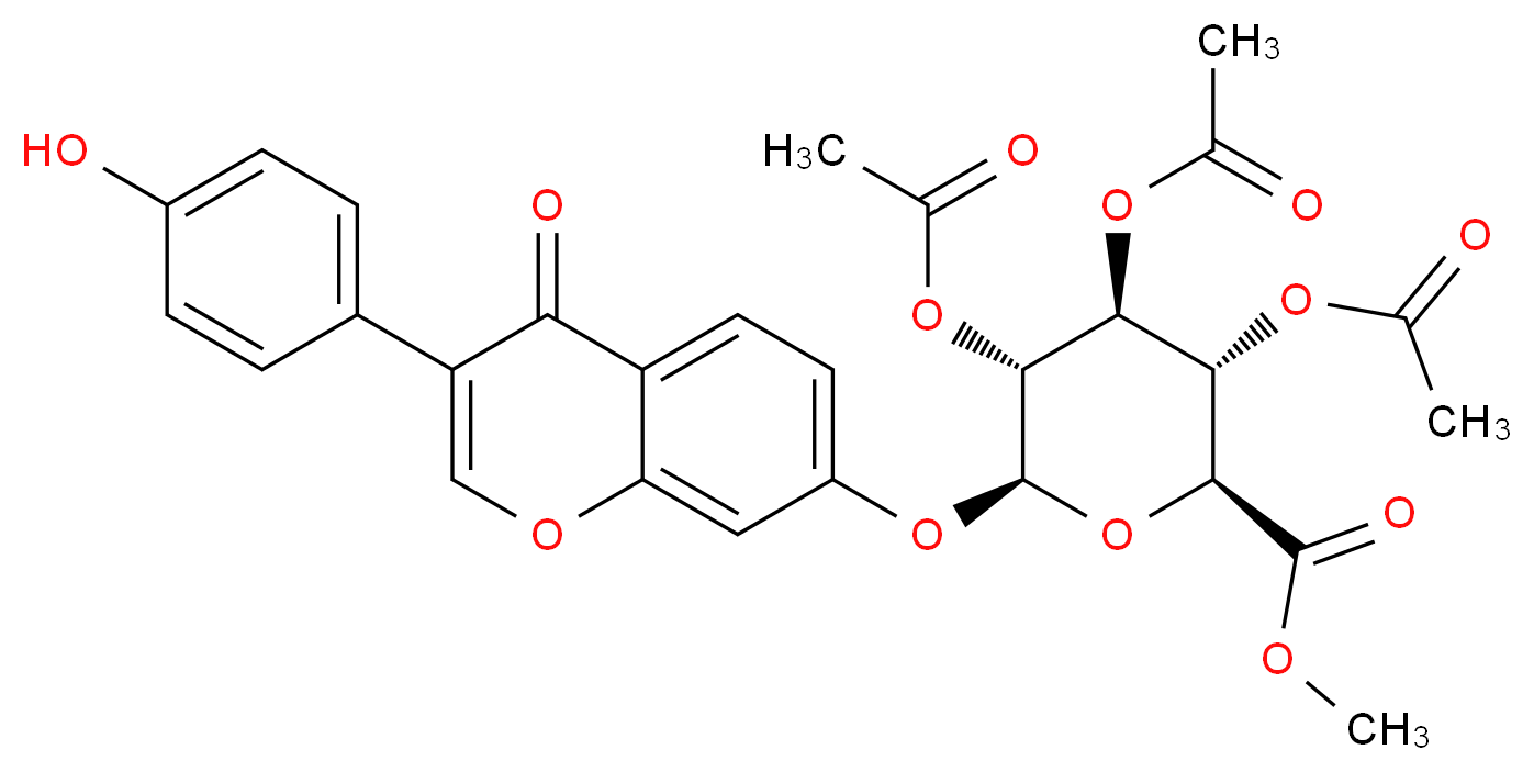 methyl (2S,3S,4S,5R,6S)-3,4,5-tris(acetyloxy)-6-{[3-(4-hydroxyphenyl)-4-oxo-4H-chromen-7-yl]oxy}oxane-2-carboxylate_分子结构_CAS_1041134-15-9