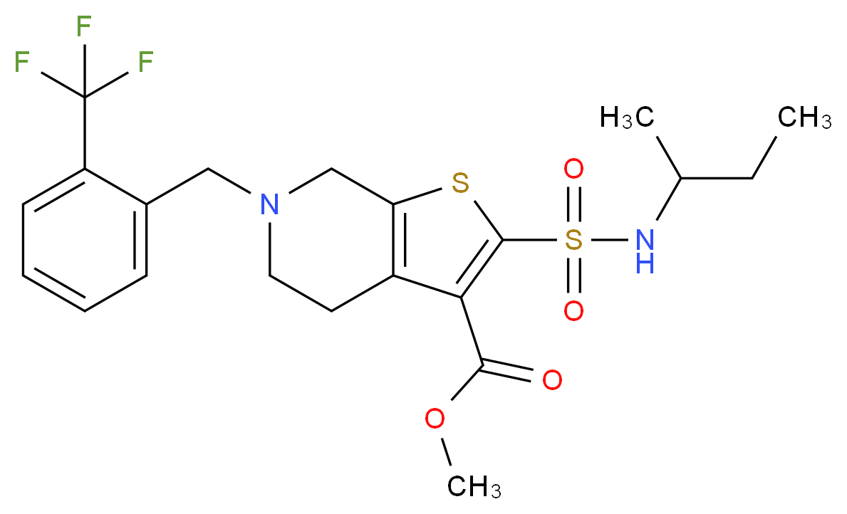 methyl 2-[(sec-butylamino)sulfonyl]-6-[2-(trifluoromethyl)benzyl]-4,5,6,7-tetrahydrothieno[2,3-c]pyridine-3-carboxylate_分子结构_CAS_)