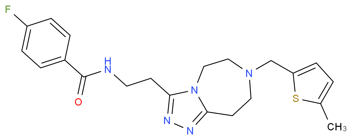 4-fluoro-N-(2-{7-[(5-methyl-2-thienyl)methyl]-6,7,8,9-tetrahydro-5H-[1,2,4]triazolo[4,3-d][1,4]diazepin-3-yl}ethyl)benzamide_分子结构_CAS_)