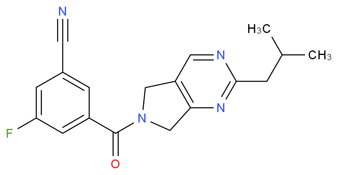 3-fluoro-5-[(2-isobutyl-5,7-dihydro-6H-pyrrolo[3,4-d]pyrimidin-6-yl)carbonyl]benzonitrile_分子结构_CAS_)