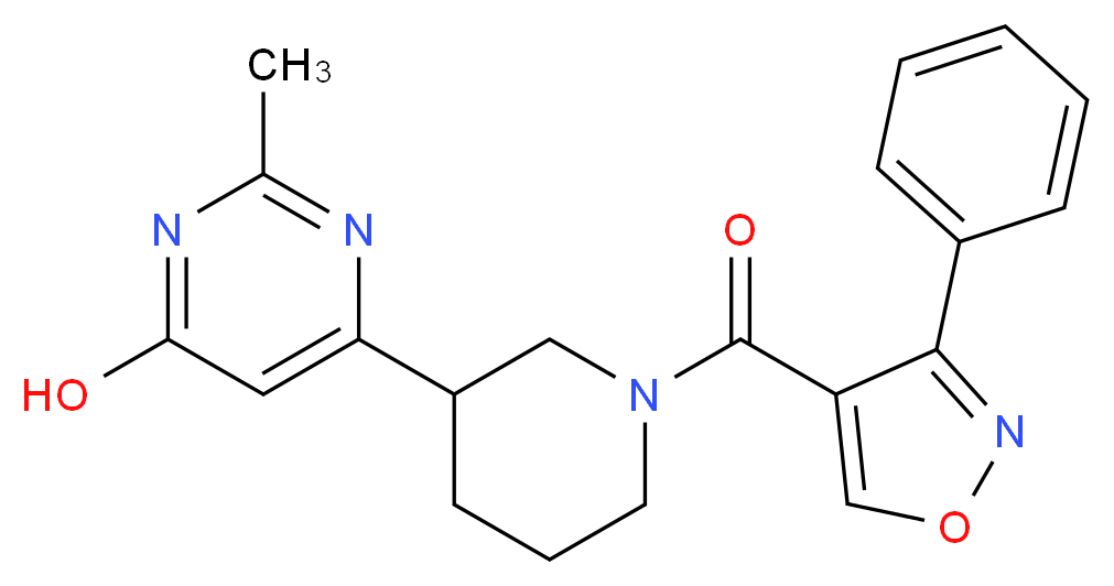2-methyl-6-{1-[(3-phenyl-4-isoxazolyl)carbonyl]-3-piperidinyl}-4-pyrimidinol_分子结构_CAS_)