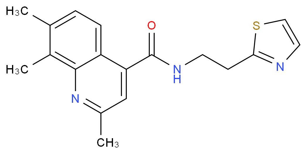 2,7,8-trimethyl-N-[2-(1,3-thiazol-2-yl)ethyl]-4-quinolinecarboxamide_分子结构_CAS_)