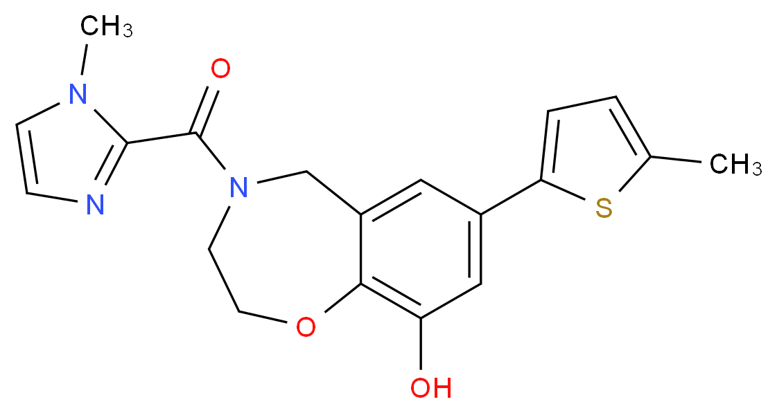 4-[(1-methyl-1H-imidazol-2-yl)carbonyl]-7-(5-methyl-2-thienyl)-2,3,4,5-tetrahydro-1,4-benzoxazepin-9-ol_分子结构_CAS_)