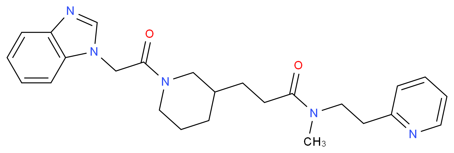 3-[1-(1H-benzimidazol-1-ylacetyl)-3-piperidinyl]-N-methyl-N-[2-(2-pyridinyl)ethyl]propanamide_分子结构_CAS_)