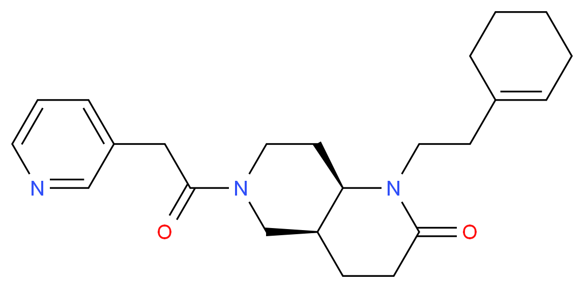 (4aS*,8aR*)-1-(2-cyclohex-1-en-1-ylethyl)-6-(pyridin-3-ylacetyl)octahydro-1,6-naphthyridin-2(1H)-one_分子结构_CAS_)