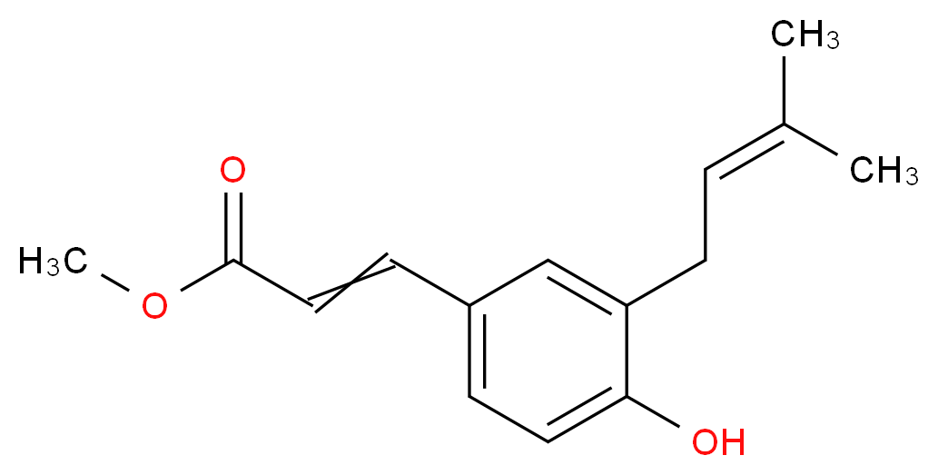 methyl 3-[4-hydroxy-3-(3-methylbut-2-en-1-yl)phenyl]prop-2-enoate_分子结构_CAS_72704-01-9