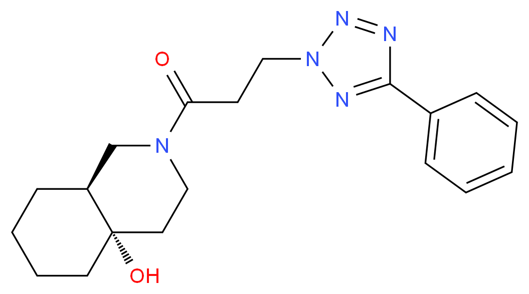 (4aS*,8aS*)-2-[3-(5-phenyl-2H-tetrazol-2-yl)propanoyl]octahydroisoquinolin-4a(2H)-ol_分子结构_CAS_)
