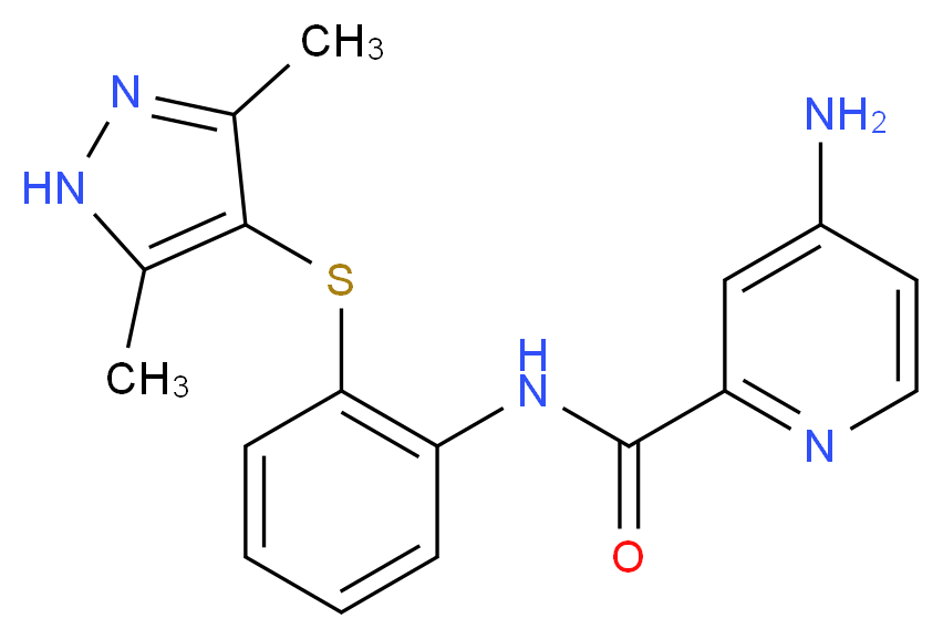 4-amino-N-{2-[(3,5-dimethyl-1H-pyrazol-4-yl)thio]phenyl}pyridine-2-carboxamide_分子结构_CAS_)