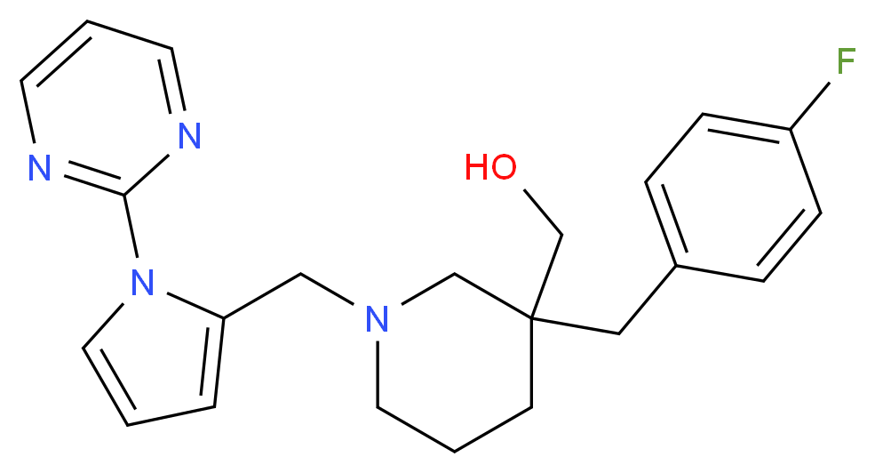(3-(4-fluorobenzyl)-1-{[1-(2-pyrimidinyl)-1H-pyrrol-2-yl]methyl}-3-piperidinyl)methanol_分子结构_CAS_)