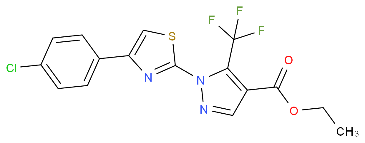 Ethyl 1-[4-(4-chlorophenyl)-1,3-thiazol-2-yl]-5-(trifluoromethyl)-1H-pyrazole-4-carboxylate_分子结构_CAS_159885-63-9)