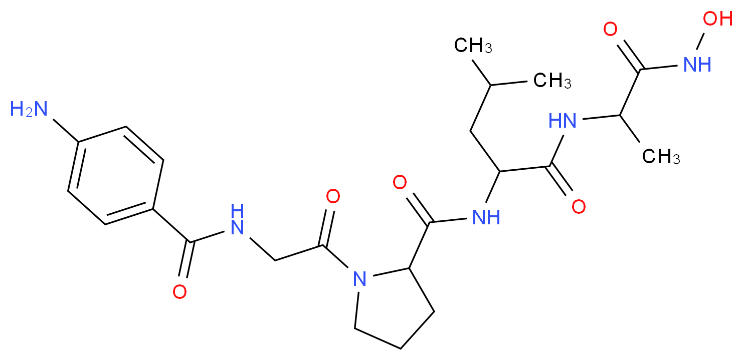 4-amino-N-(2-{2-[(1-{[1-(hydroxycarbamoyl)ethyl]carbamoyl}-3-methylbutyl)carbamoyl]pyrrolidin-1-yl}-2-oxoethyl)benzamide_分子结构_CAS_124168-73-6