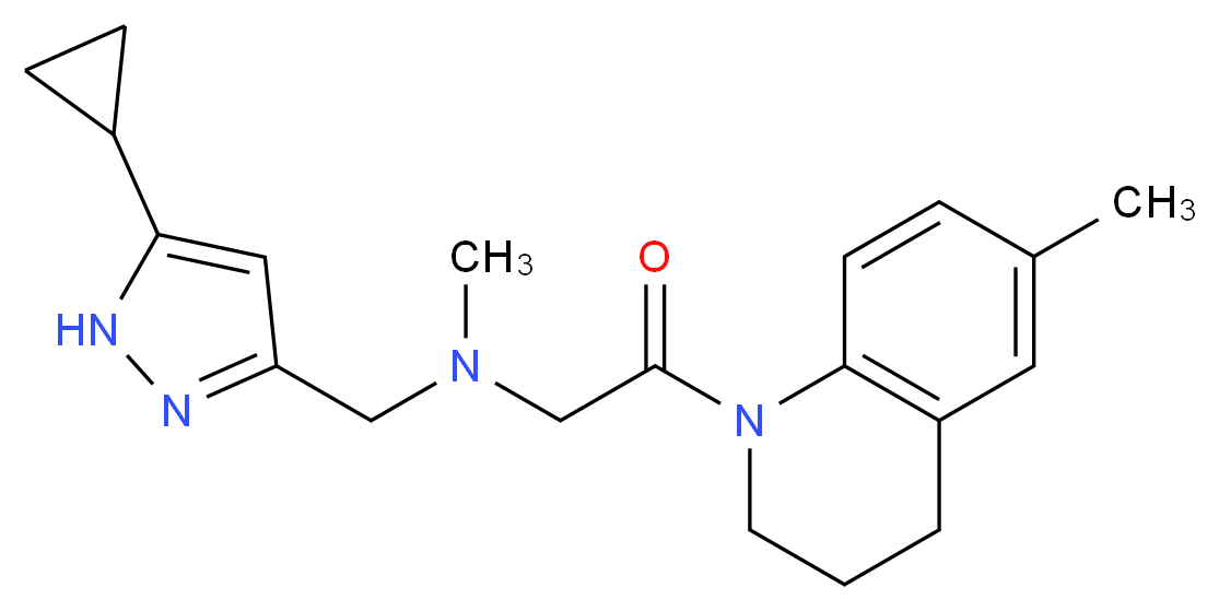 N-[(5-cyclopropyl-1H-pyrazol-3-yl)methyl]-N-methyl-2-(6-methyl-3,4-dihydroquinolin-1(2H)-yl)-2-oxoethanamine_分子结构_CAS_)